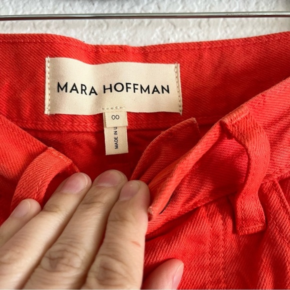Mara Hoffman Georgina Straight Leg High Waist Jeans – Red Orange, Size 00 - Picture 7 of 8